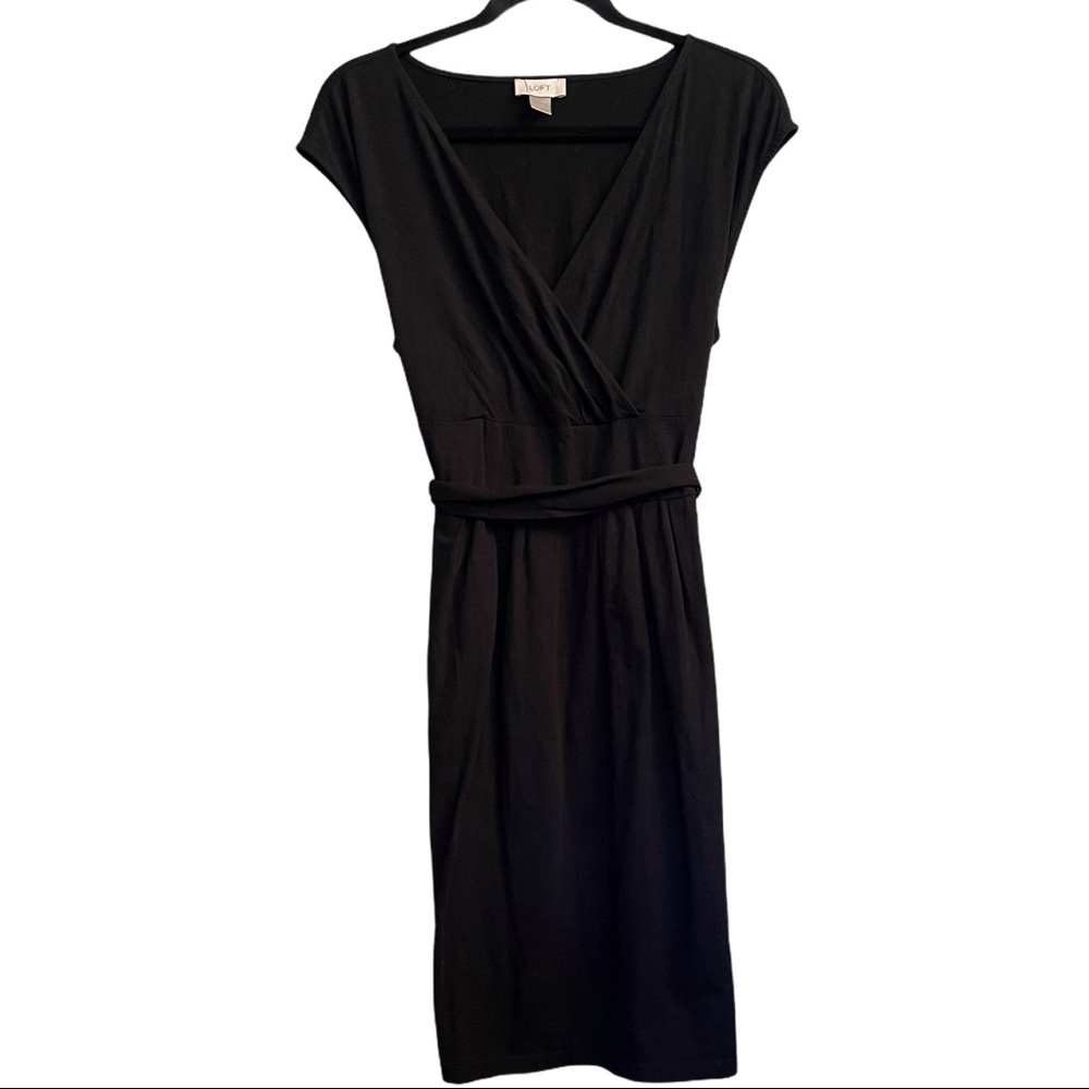 LOFT faux-wrap v-neck cotton dress